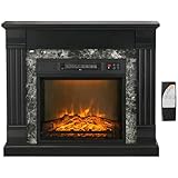 HOMCOM Chimenea Eléctrica 1800W Chimenea Decorativa con Efecto de Llama Mando a Distancia Temporizador Termostato Protección contra Sobrecalentamiento para Sala 30 m² Negro