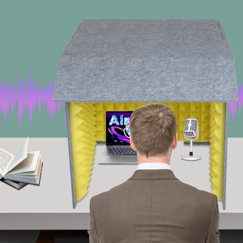 Bacocoo Cubierta portatil de escritorio insonorizada, plegable, con reducción de ruido, diseño liviano para transmisión y video conferencia (Amarillo) miniatura 4