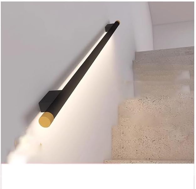 Indoor Metal LED Light Fixture, Black Wrought Iron with Acrylic Lampshade, Anti-Slip Safety Handrail for Stair and Corridor, Modern Decorative Lighting