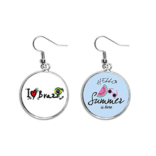 Pendientes de sandía con ilustración de Brasil amor corazón para moda de verano