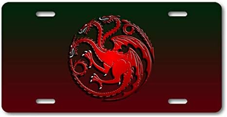 House Targaryen Game of Thrones Aluminum License Plate Car Truck Green and Red Gradient