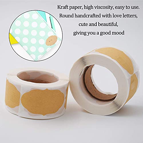 600 stuks kraftpapier etiketten stickers, handgemaakte baksticker zelfklevend etiket handgemaakte zelfklevende stickers… - Afbeelding 4