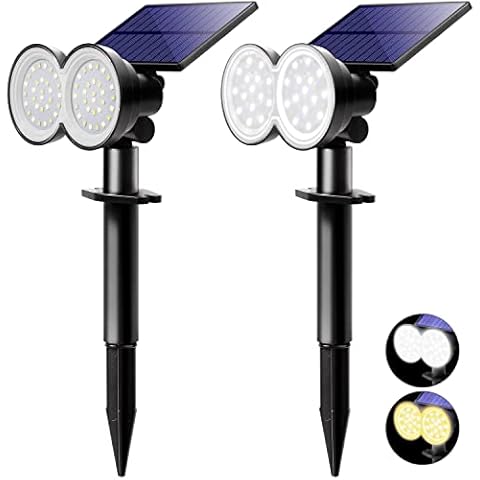 KASONIC Solar Landscape Spotlights Outdoor, 2-in-1 Solar Powered Wall Light & Ground Light, Daylight & Warm White, Cordless, Waterproof Garden Light Auto On/Off for Yard, Walkway, Porch, Patio, 2 Pack Cover