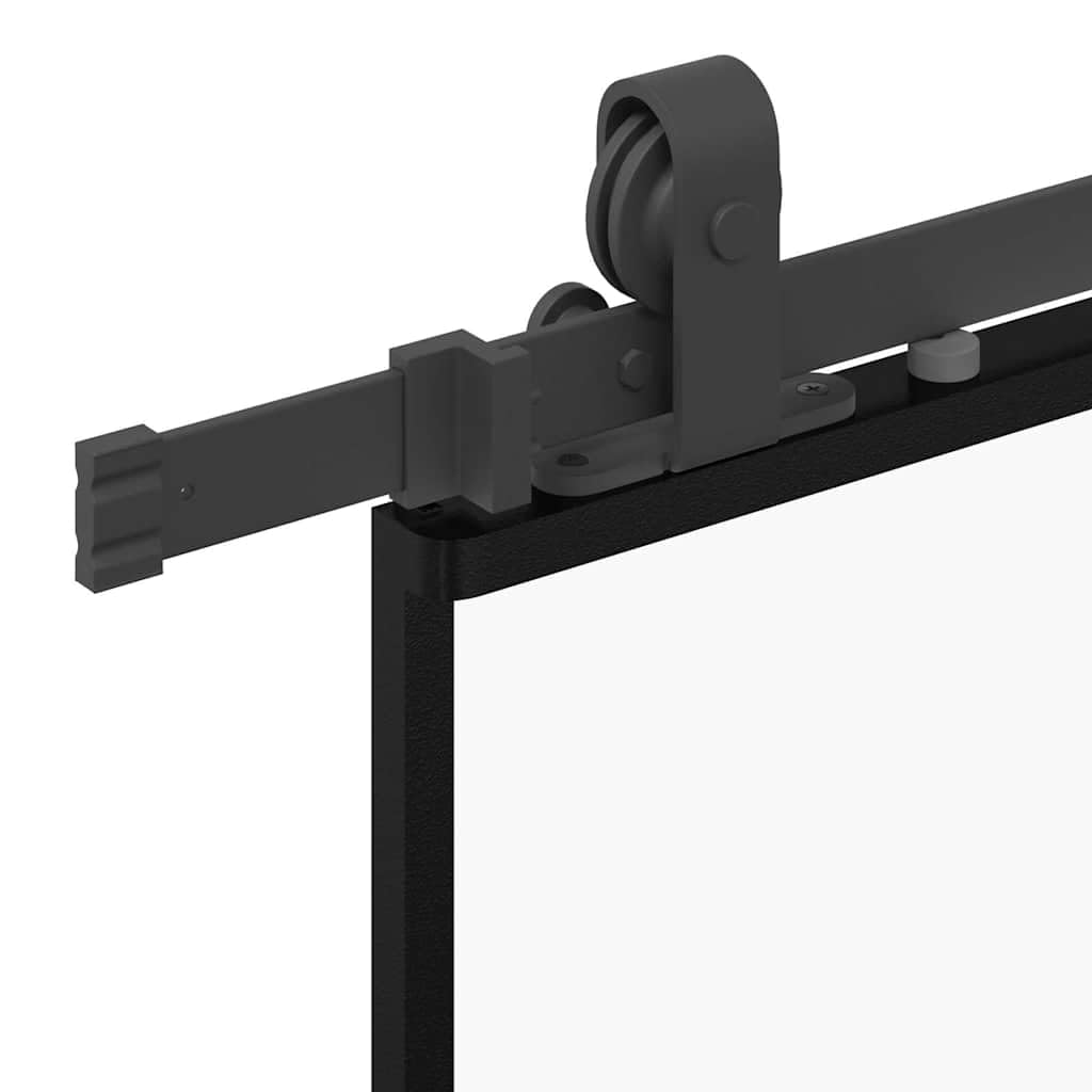 Puerta corredera con herrajes negro 76x205 cm vidrio templado, puerta corredera vidrio