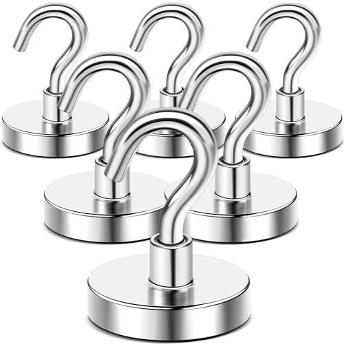 Image of DIYMAG Magnetic Hooks,170lbs Heavy Duty Magnets with Hook Silver 6 Pack | Rare Earth N52 2026 Cruise Cabin Ship Essentials for Fridge Hanging Classroom Beach Vacation Kitchen Grills Home Must Have