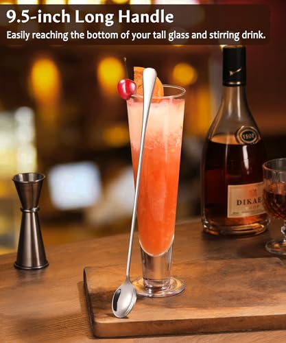 Lovingly Yours 9.5INSPOON4SILVER 9.5-Inch Long Handle Spoon, Ice Tea Spoons, Ice Cream Spoon, Long Coffee Spoons, Stainless Steel Stirring Spoons, Set Of 4 thumb #1