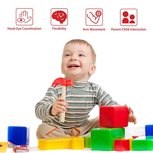 Image of Hxezoc 2 Pack Wooden Hammer Toys Simulation Hammers Maintenance Tools Educational Toys for Kids Birthday Party Games Supplies