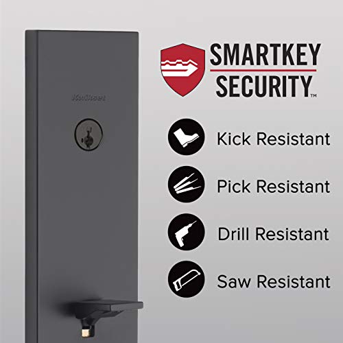 Kwikset Vancouver Low Profile Front Lock Handleset With Microban Including Slim Modern Halifax Door Lever Handle Featuring Smartkey Security, Iron Black 98180-015 #TOP7