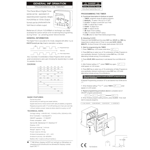 Heschen Elektronischer Timer-Relaisschalter THC711A, 220-240 V, digital, LCD, mit CE-Kennzeichnung