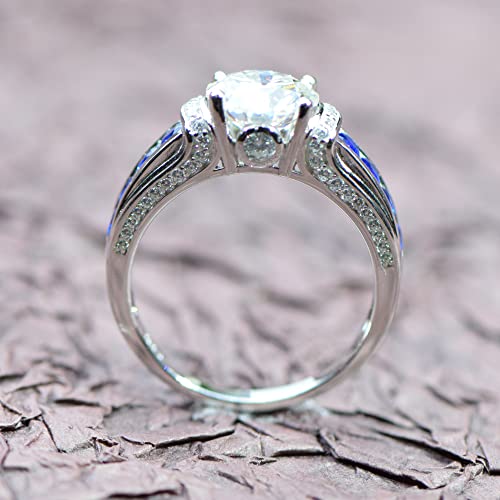 Moissanite Engagement Rings 0.8-2CT 18K White Gold Plated 925 Silver Rings for Women D Color Moissanite Diamond Wedding Ring,With GRA Certificate3