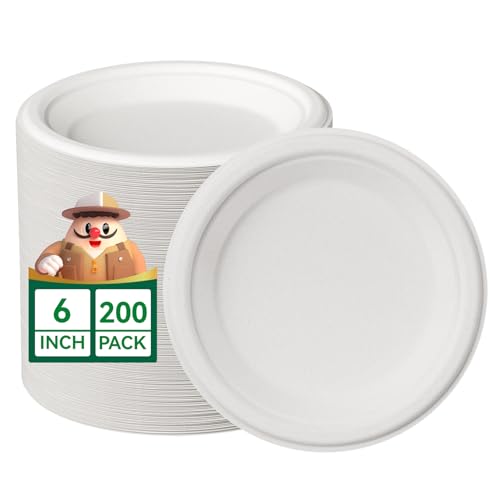 JOLLY CHEF 100% Compostable Small Paper Plates...