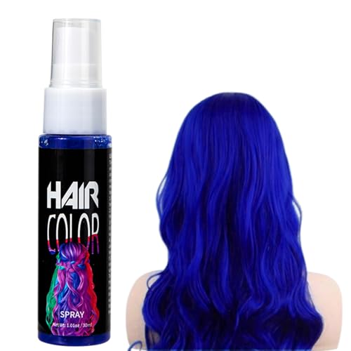 Temporary Blue Hair Dye Spray - Washable One Time Hair Colour Spray - Plant-Based Instant Hair Styling Foam for Halloween Party Cosplay Costume - 30ml Quick-Dry Crazy BlueSpray