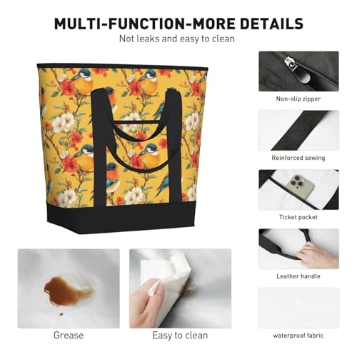 Sac d'épicerie isotherme réutilisable grand format à fleurs - 3