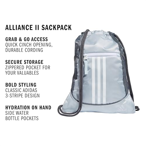 Image of adidas Alliance 2 Sackpack, Halo Blue /Jersey Onix /White /Onix, One Size