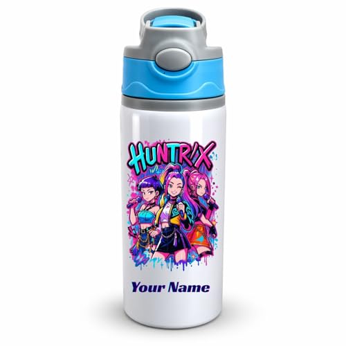 Image of Customized KPOP Name Printed Aluminium Water Bottle 600ml for Kids | School Sipper Bottle | Personalized Gift for Birthday, Rakhi | Return Gifts for Kids, Brother, Sister