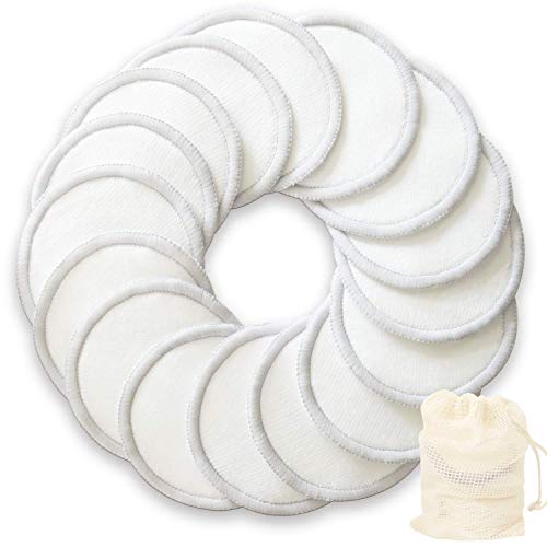 Preisvergleich Produktbild KOOLPUG Wiederverwendbare Make-up-Pads, 16 Stück, umweltfreundliche Baumwolle, biologisch abbaubare Make-up-Reinigungstücher, Make-up-Entfernungspads, perfekte umweltfreundliche Geschenkideen