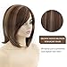 SEVENCOLORS Short Brown Mixed Blonde Bob Wigs for White Women Shoulder Length Synthetic Hair Wigs with Side Bangs Straight Blonde Highlights Women’s Wig