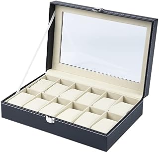 OSVINO Leather Watch Box 10 Slots Zippered Watch Case Luxury Jewelry Display Case Watch Storage Box Collection, 10 Slots