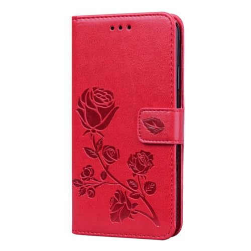 TUWZID for Samsung Galaxy A32 5g Case Wallet,Galaxy A32 5G Phone Wallet Case for Women Leather Magnetic Closure Kickstand Flip Case Cover for Samsung Galaxy A32 5G (Floral-Red)