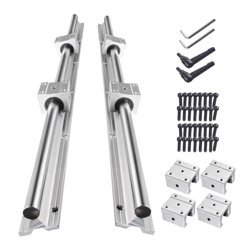 CNCMANS SBR20 Linear Rail 3000mm, 4PCS SBR20 Linear Rail 1500mm Linear Rail Shaft Rod + 8PCS SBR20UU Bearing Block and 4PCS Dowels for DIY CNC Routers Lathes Mills （spliced）