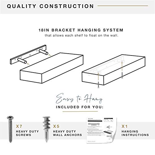 Image of MCS Natural Woodgrain Floating Shelves, 18 Inch x 8 Inch, Set of 2, 18 x 8