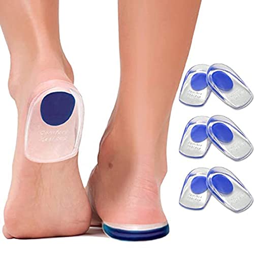 Imagen de 3 Pares Taloneras de Gel de Silicona para Dolor, Almohadillas para Talón Para Tendinitis de Aquiles, Protectores de Alivio Del Dolor de Espolones ÓSeos para Mujeres, Hombres, Alivio, Espolones ÓSeos, Zapatos ( L, Azul)