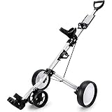 SHUKUILIUDT Golfwagen Golftrolley Golf Push Cart Faltbare 3-Rad Golf Trolley Elektro-Golf-Trolley-Rad-Push-Pull-Golf Cart Fitnessgeräte
