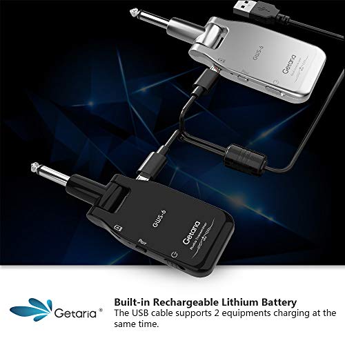 Getaria Guitar Transmitter Receiver Wireless Guitar System Built-in Rechargeable Lithium Battery For Electric Guitar Bass GWS-6 - Thumbnail 6