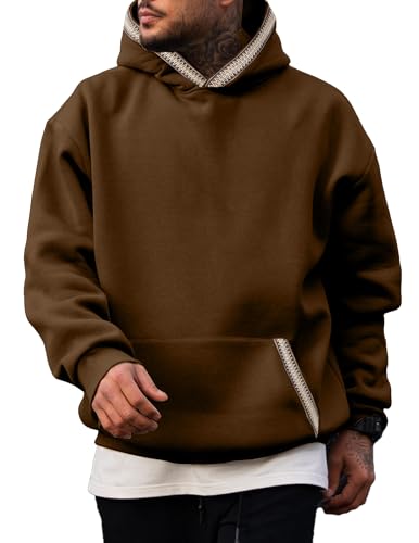 JMIERR Mens Hoodies Pullover Casual Cotton Fleece Hooded Sweatshirts Long Sleeve Shirts