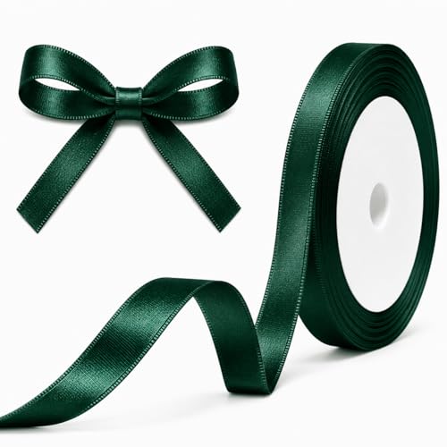 XEANCO 10mm Dark Green Satin Ribbon Polyester Ribbon Enhance Your Crafts & Celebrations Best for Gift Wrapping Decorations Wedding Car Ribbon Ribbons for Crafting & Bows