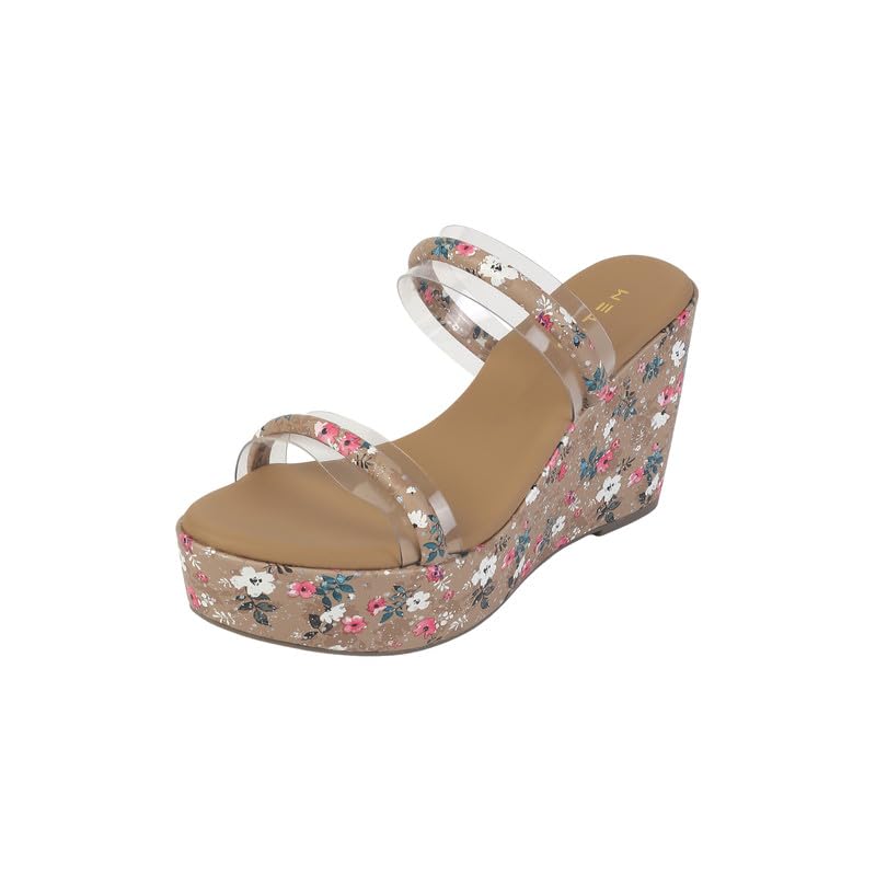 metro Women's Fashionable Floral Printed Wedge Heel Sandal-picture-42
