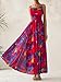 BTFBM Women Summer Floral Maxi Dresses Elegant Spaghetti Strap Dress Printed Party Dress Beach Long Dresses(Floral Navy Red Flower,Small)