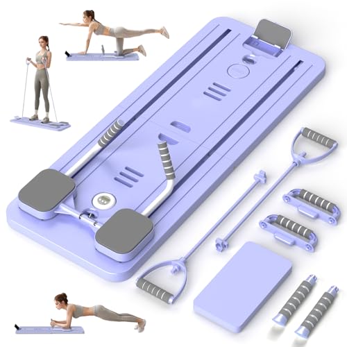 Multifunktional Bauchtrainer Bauchroller Board,Pilates Board Trainingsgeräte für zuhause,Automatisches Rebound Bauchmuskeltrainer Mit Widerstandsband,Lila