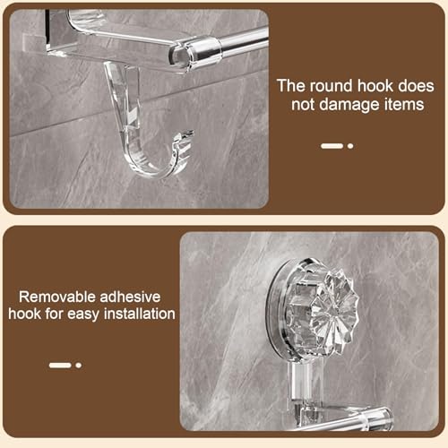Porte-serviettes mural double barre inox à ventouses pour cabine de douche - 3