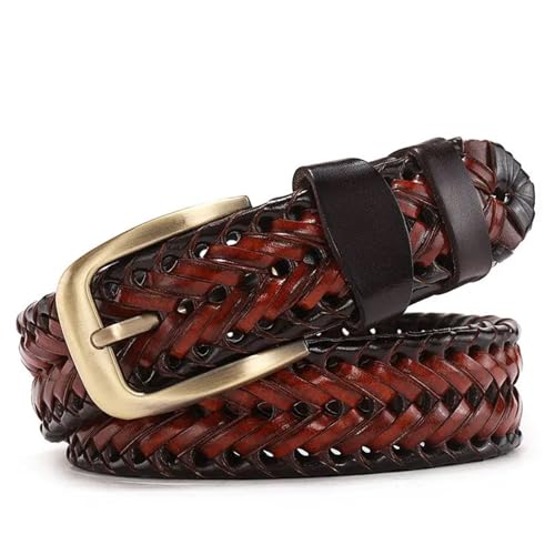 Men Leather Braided Belts Webbing Hand Vintage Belts For Men Gold Pin Buckle Casual For Jeans Strap