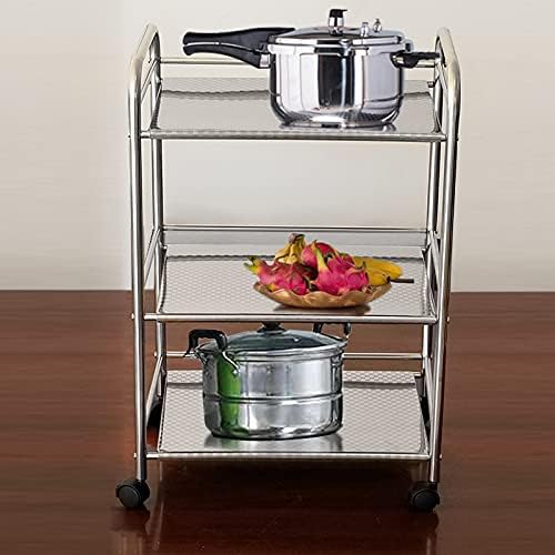 CLIPOP 3 Tier Stainless Steel Utility Cart ,Kitchen Island Trolley with Lockable Wheels,Serving Storage Trolley for Kitchen Hotels, Restaurants and Care Homes. (35 x 50 x 75cm)