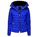 Mujer Parkas Invierno Mujer Chaqueta acolchada Abrigo Slim Fit Casual con capucha, azul, L