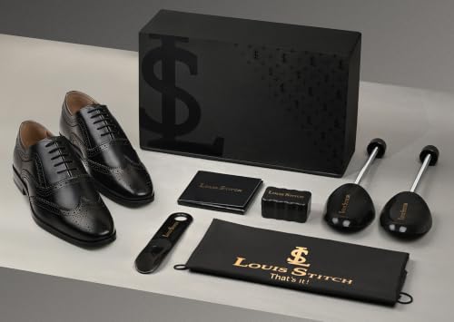 Image of LOUIS STITCH Men's Italian Crust Leather Brogue Shoes| Formal Lace-Up Shoes for Men | Perfect for Business, Formal & Parties | LSVX-EUBG