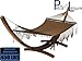 Petra Leisure 14 Ft. Wooden Arc Hammock Stand + Deluxe Hand Woven Bohemian Chic Rope Hammock Bed. 2 Person Bed. 450 LB Capacity(Teak Stain/Brown)