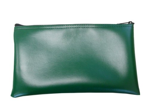Vinyl Zipper Bags (Leatherette) Small, Compact Zippered Pouches | Portable Travel Utility | Check Wallet, Toiletries, Makeup, Cosmetics, Tools | Men, Women | Forest Green