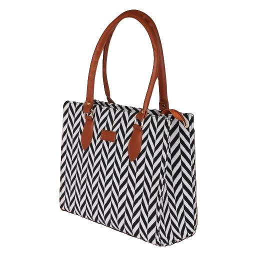 Geometric Print Office Carry Bag Black-image-18
