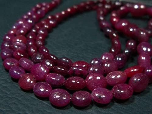 Ruby Smooth Oval Nuggets pierres naturelles 5-7mm fil 14 pouces - 3