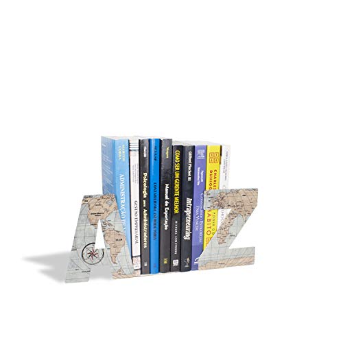 Suporte Aparador De Livro Dvd Cds - AZ Mapa Mundi Vintage