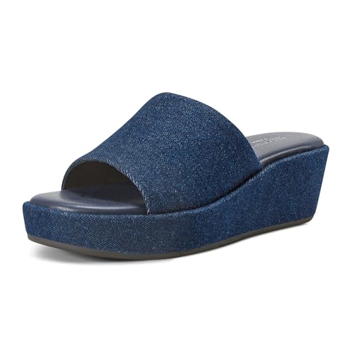 Rockport Women's Aubriella Slide, Dark Blue Denim, 6 Medium