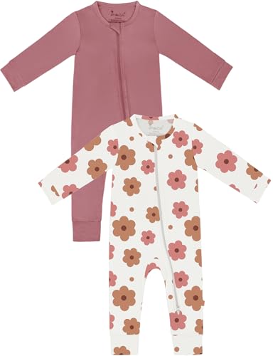 Image of Jimonda Baby Romper Boys Girls Bamboo Pajamas 2-Way Zipper Footless Unisex Long Sleeve Sleepers Sleep and Play 0-24 Months