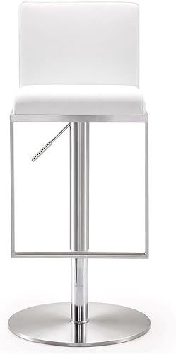 Miniatura 4 de Tov Furniture The Amalfi Collection - Taburete de bar giratorio de metal con altura ajustable y respaldo industrial, color blanco