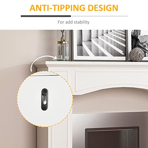 Image of HOMCOM Modern Fireplace Mantel, Surround Mantels for Fireplace with Decorative Pattern Interior Width 29 inch White