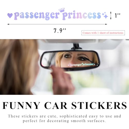 Image of Yourkar Passenger Princess Sticker, Cute Stickers for Car Window Rearview Mirror, Girls Automotive Window Rearview Mirror Decoration Stickers, Universal Car Accessories (Colorful, Long)
