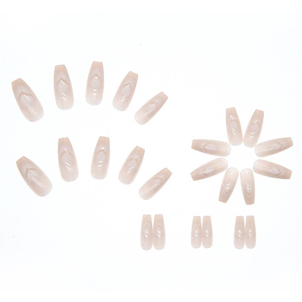 Foccna White Press on Nails Long Fake Nails Acrylic Coffin False Nails Prom Women's Nails False Nails for Nail Women and Girls -24pcs