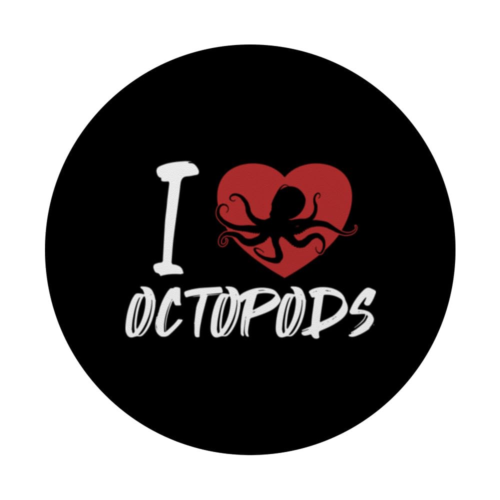 I love Octopods Cephalopoda Octopodes Octopoda Lover Octopus PopSockets Swappable PopGrip, Black - Image 3